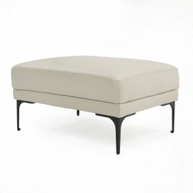 Salk 30 Inch Ottoman, Rectangular Cushioned Seat, Light Gray Upholstery