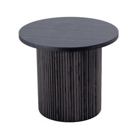 Cid Cue 24 Inch Side End Table, Tambour Pedestal Base, Black Ash Veneer