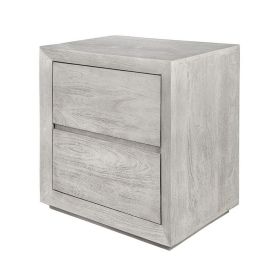 Romo 24 Inch Nightstand with 2 Drawers, Square, Natural Cream Acacia Wood