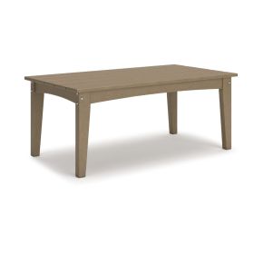 Fini 44 Inch Outdoor Coffee Table, Slatted Top, Modern Style, Brown Finish