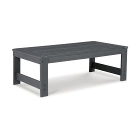 Wigo 48 Inch Outdoor Coffee Table, Slatted Top, Modern Style, Charcoal Gray