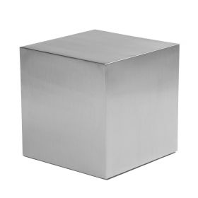 Brioni 20 Inch Tall Side End Table, Square Top, Brushed Silver Metal Frame