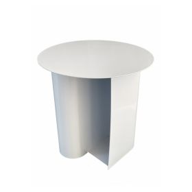 Rati 19 Inch Side End Table with Magazine Rack, Round Top, White Finish