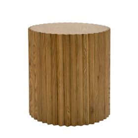 Cid Eliott 20 Inch Side End Table, Round, Walnut Brown Solid Poplar Wood