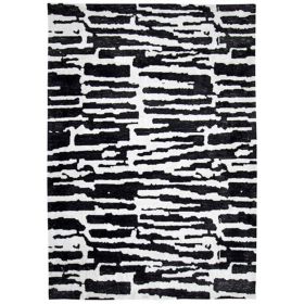 Shaw 8 x 10 Large Area Rug, Modern Abstract Design, Black Ivory Polyester