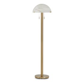 Sein 62 Inch Floor Lamp, Double Pull Chain Switch, Glass Dome Shade, Brass