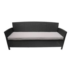 Sony Sofa, 3 Seater Outdoor Rattan Wicker, Iron, Gray Fabric, 73 Inch
