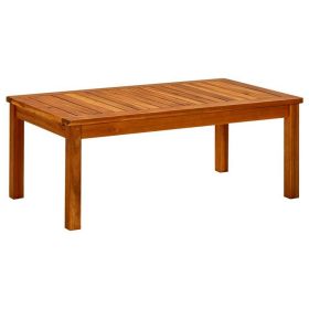 Outdoor Patio Coffee Table, 35x20 Inch Brown Solid Acacia Wood