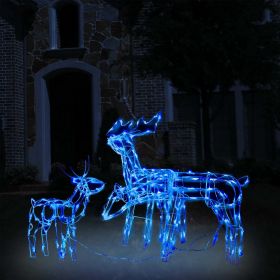 Outdoor 299 LED Lit Christmas Reindeer Family 3pc Set, Blue, Steel