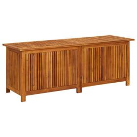 Outdoor Storage Chest with Inner Bag, Brown Solid Acacia Wood, 59 Inch