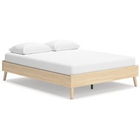 Abis Queen Platform Bed, Natural Brown Wood, Low Profile Tapered Legs