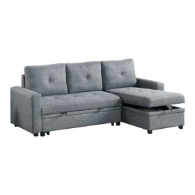 Gero Sectional Sofa Set with Reversible Storage Chaise, Light Gray