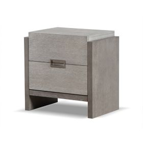 Rizvi Nightstand, 2 Drawers, Dustproof Cases, Gray Solid Wood 26 Inch