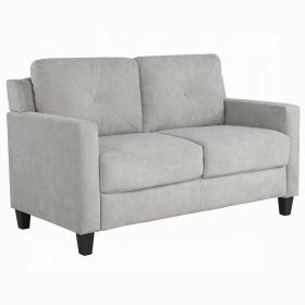 Royi Loveseat, Track Armrest, 58 Inch, Gray Fabric w Tufted Backrest