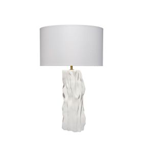 Sery Table Lamp, Linen Shade, Matte White Textured Ceramic 31 Inch