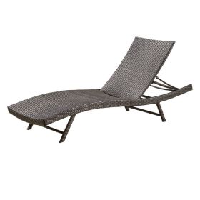 Stela Outdoor Chaise Lounger, Dark Brown Rattan, Metal Frame, 79 Inch
