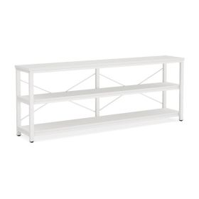 Sofa Console Table, 3 Tier Wood Shelves, 71 Inch White Metal Frame
