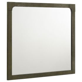 Seon Dresser Mirror, Portrait Dark Cocoa Brown Hardwood Frame, 36 Inch