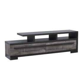 Ruthe TV Stand Media Console with 2 Drawers, Shelves, Black Gray Wood
