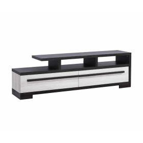 Ruthe TV Stand Media Cabinet with 2 Drawers, Shelves, Black and White Wood