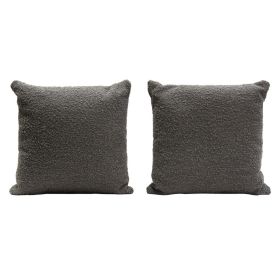 Wily Accent Pillow Set of 2, 16 Inch Square, Charcoal Black Boucle