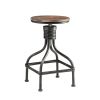 20-30 Inch Swivel Counter Bar Stool, Vintage Metal Frame, Round Seat, Brown, Black