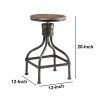20-30 Inch Swivel Counter Bar Stool, Vintage Metal Frame, Round Seat, Brown, Black