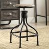 20-30 Inch Swivel Counter Bar Stool, Vintage Metal Frame, Round Seat, Brown, Black