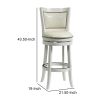 Nailhead Trim Round Leatherette Barstool with Flared Legs, White