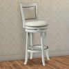 Nailhead Trim Round Leatherette Barstool with Flared Legs, White
