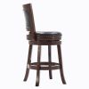 Nailhead Round Leatherette Counter Stool with Flared Leg, Brown and Black