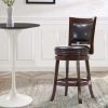 Nailhead Round Leatherette Counter Stool with Flared Leg, Brown and Black