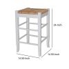 Square Wooden Frame Counter Stool with Hand Woven Rush, Ivory and Brown