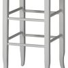 Square Wooden Frame Barstool with Hand Woven Rush, White and Brown