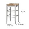 Square Wooden Frame Barstool with Hand Woven Rush, White and Brown