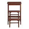 3 Step Wooden Frame Stool with Safety Latch, Brown