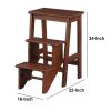 3 Step Wooden Frame Stool with Safety Latch, Brown