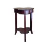 Clover Shaped Wooden End Table with Flared Legs, Cherry Brown