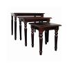 3 Piece Wooden Nesting Tables with Turned Tapered Legs, Cherry Brown