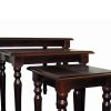 3 Piece Wooden Nesting Tables with Turned Tapered Legs, Cherry Brown