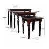 3 Piece Wooden Nesting Tables with Turned Tapered Legs, Cherry Brown