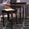 3 Piece Wooden Nesting Tables with Turned Tapered Legs, Cherry Brown