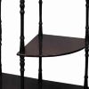 Traditional Style Wooden 3 Tier Half Table with Turned Legs, Dark Brown