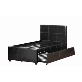 Commodius Full Bed With Rundle Espresso Faux Leather,Black