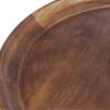 Gia Handcrafted Round Mango Wood  Coffee Table with Tray Top,  Dark Walnut Brown, Black Iron Legs