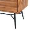 2 Drawer Wooden Nightstand with Metal Angled Legs, Black and Brown