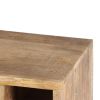 27 Inch Mango Wood Side Table, Open Cubbies, 1 Door Cabinet, Natural Brown By The Urban Port