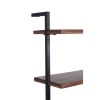 Industrial 3 Tier Mango Wood Ladder Storage Wall Shelf with Tubular Frame, Brown and Black