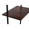 Industrial 3 Tier Mango Wood Ladder Storage Wall Shelf with Tubular Frame, Brown and Black