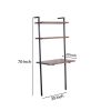 Industrial 3 Tier Mango Wood Ladder Storage Wall Shelf with Tubular Frame, Brown and Black